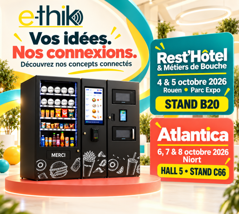 Un plat ici, une boisson là… et un seul paiement pour tout. Oui, nos équipements ont l’esprit d’équipe ! 😉